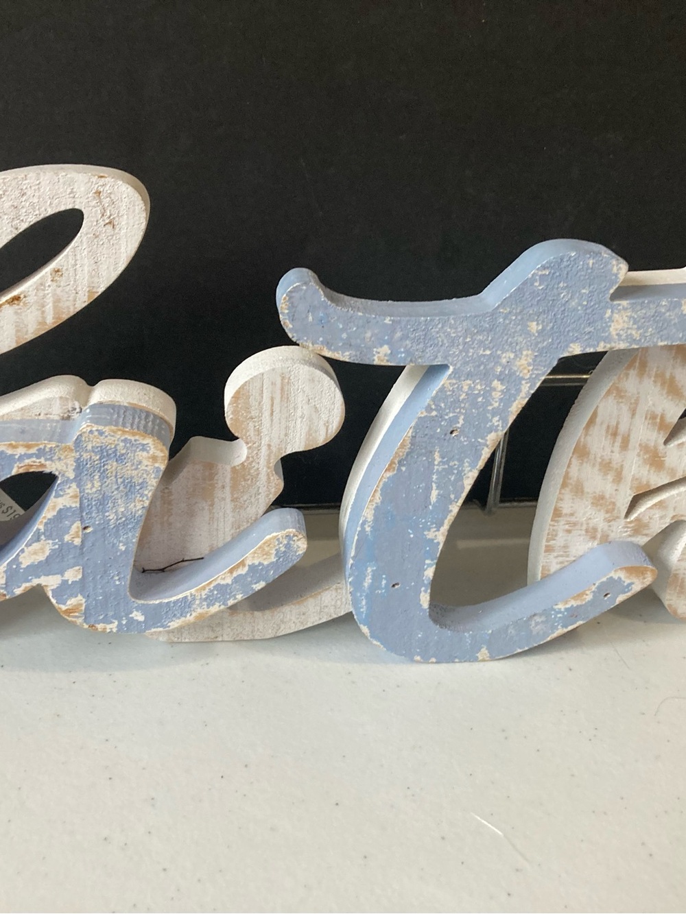 Faith Distressed Blue & White Rustic Wood Wall Decor Sign